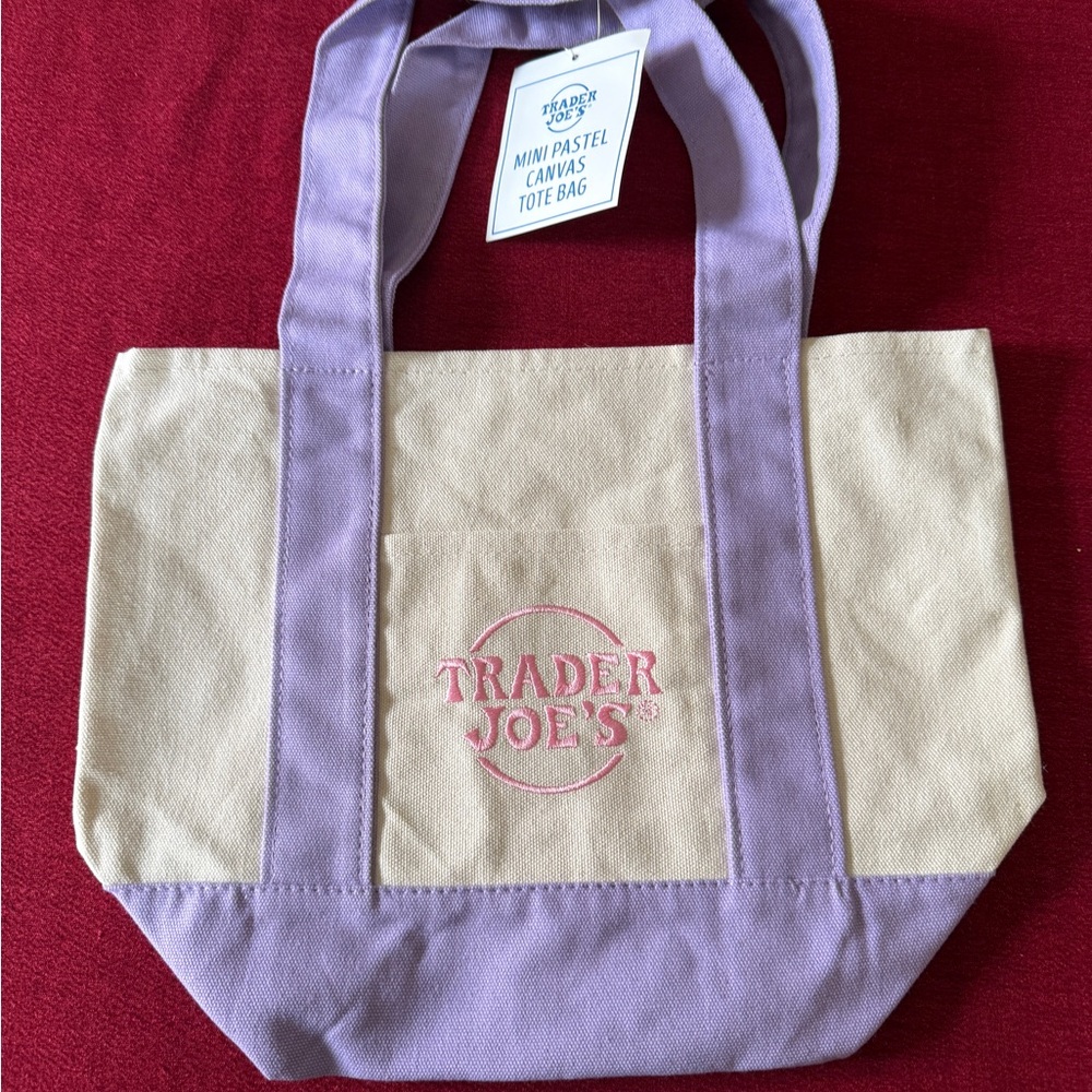 Trader Joe’s Purple and Cream Canvas Tote Bag